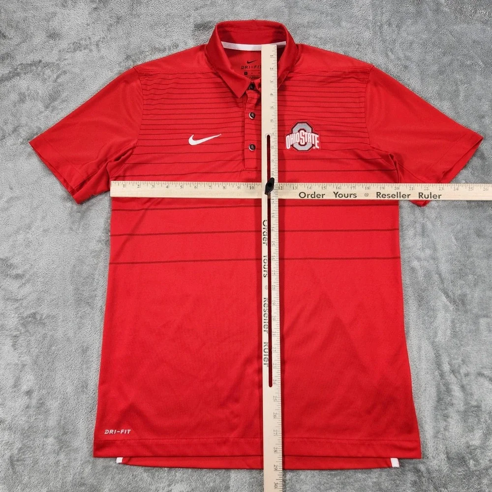 Ohio State Buckeyes Shirt Mens Medium Red NCAA Football Nike Dri‎ Fit Polo